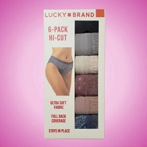 Lucky Brand Underwear Hi Cut Full Back Coverage Women Blue Multi 6 Pairs NWT